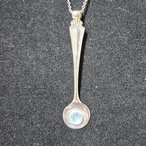 Sterling Silver Vintage Salt Spoon Pendant With 18 Inch Sterling Silver Chain